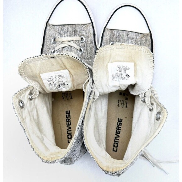 Converse All Stars Hi Top Sneakers Womens Sz 10 Gray Tweed Metallic Sparkle - Picture 11 of 13